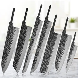 TURWHO 1-7 Pieces Japanese Chef Knives Blank Blade DIY Damascus Steel VG10 Kitchen Knife Set DIY Knife Making Tools No Handle