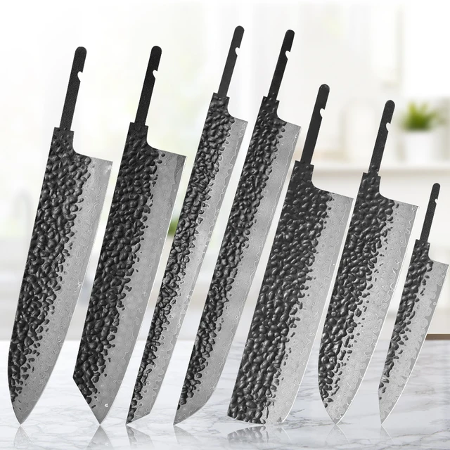 TURWHO 1-7 Sztuk Japońskie Noże Szefa Kuchni Ostrza Bez Ozdoby DIY Stal Damasceńska VG10 Zestaw Noży Kuchennych Narzędzia do Samodzielnego Wyrobu Noży Bez Rękojeści