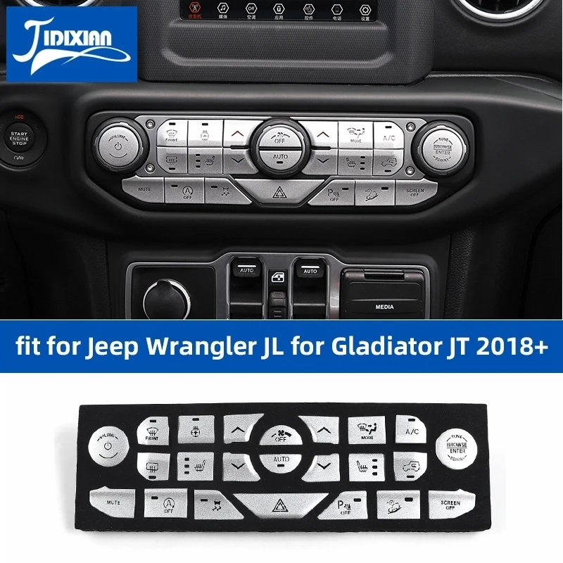 JIDIXIAN fit for Jeep Wrangler JL for Gladiator JT 2018 2019 2020 2021 2022 2023 2024 Car Centre Console Button Decoration Cover