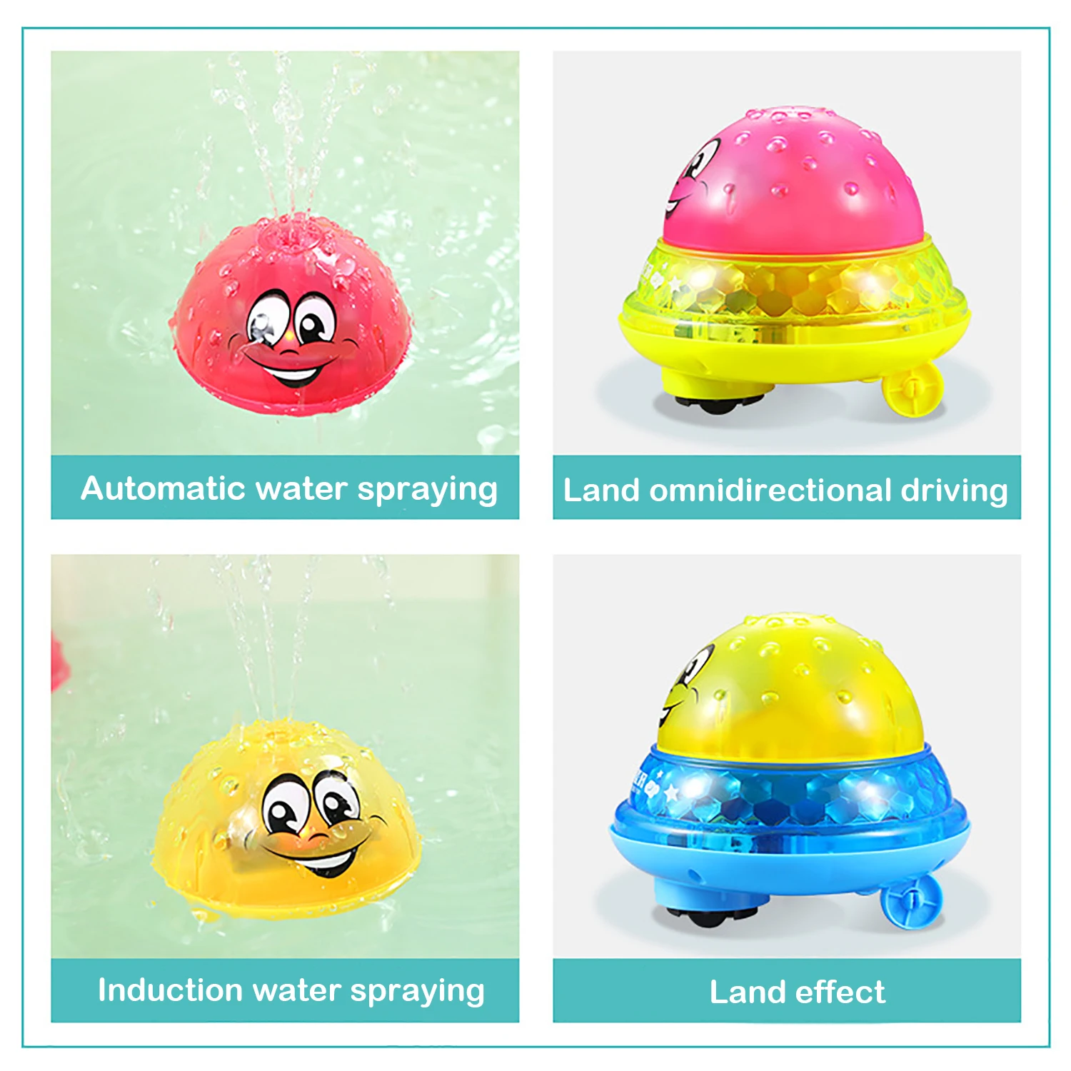 Children's Electric Anphibious Induction Water Spray Ball Toy, Water Play, Light Music, Battery, vem com ele