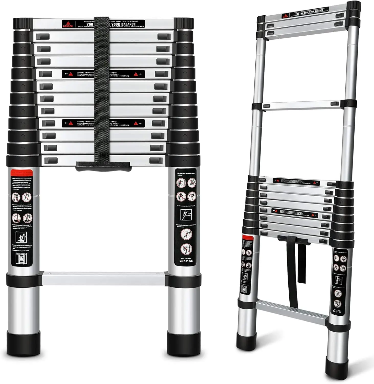 

Telescoping Extension Ladder 12.5 FT, Folding Telescopic Ladder with Locking Mechanism