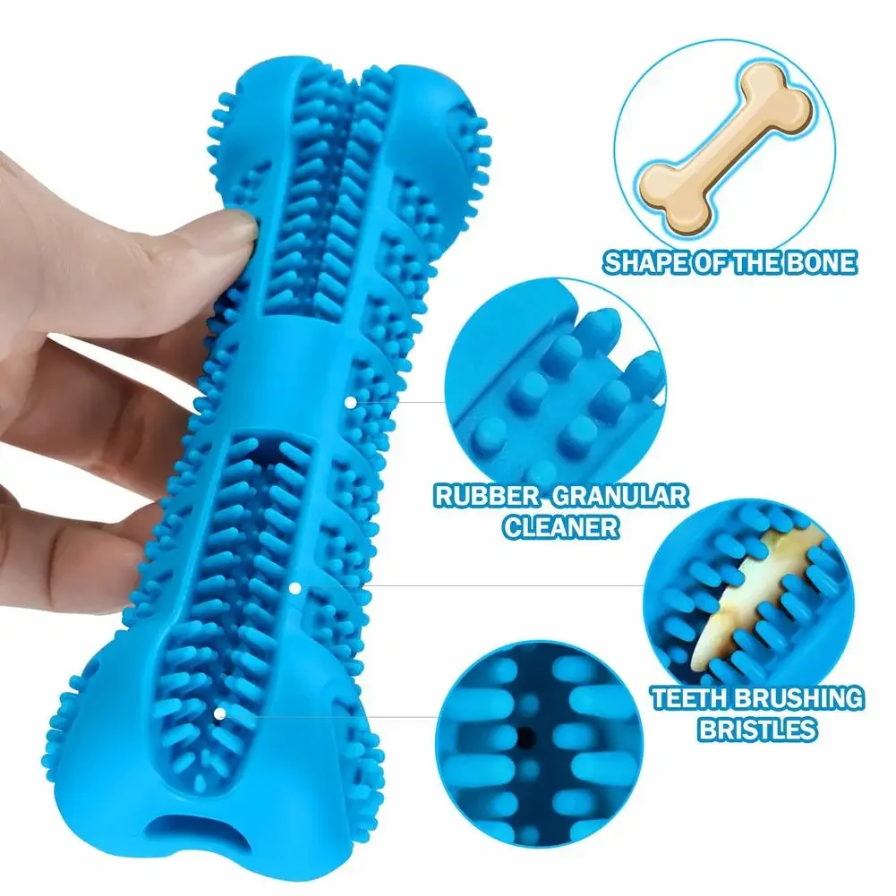 Dog Chew Toys Toothbrush Rubber Puppy Grinding Stick Pet Toys Teeth Cleaning Non-Toxic Natural Teeth Care S/M Size Dog