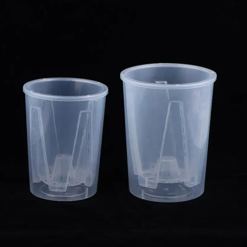 Double-Layer Automatic Watering Flower Pot Plastic Transparent Planter W Holes Butterfly Orchid Root Control Pots Gardening Tool