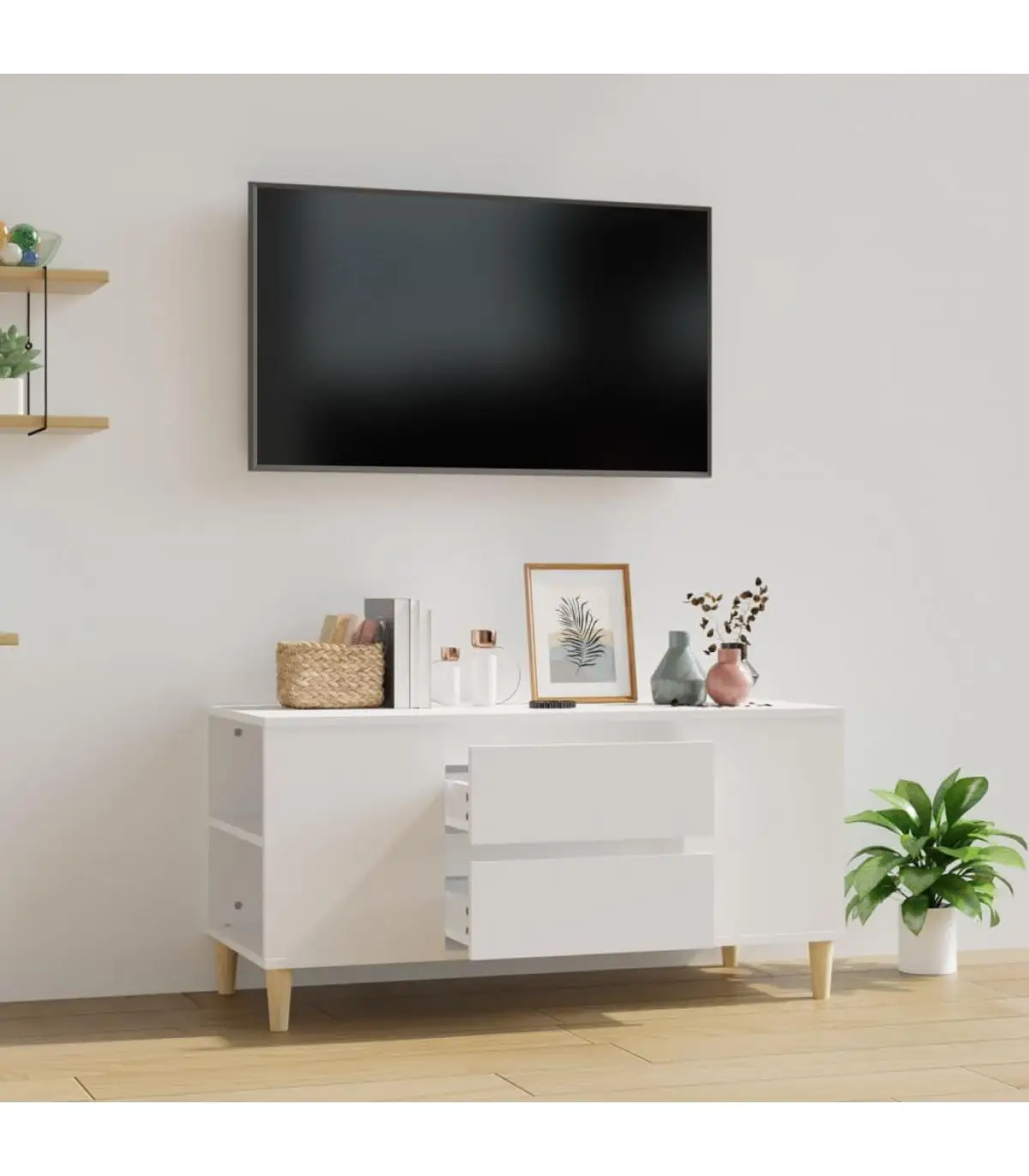 Furniture TV furniture for TV white plywood 102x44,5x50 cm