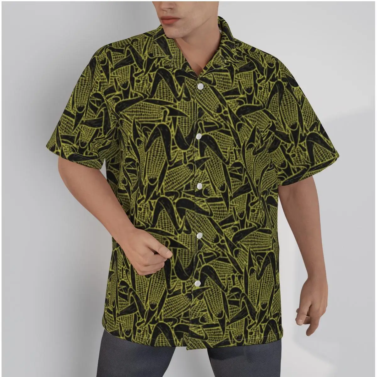 Men's Hawaiian Orange Shirt Horse Head Harp Beach Short Sleeve Summer Casual Button Up Patchwork Tops 3D Shirts