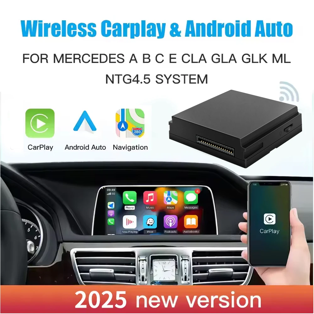 

Беспроводной декодер Carplay для Mercedes Benz A B C E CLA GLA GLK ML Sprinter NTG4.5 Becker Module Android Автомобильная навигация