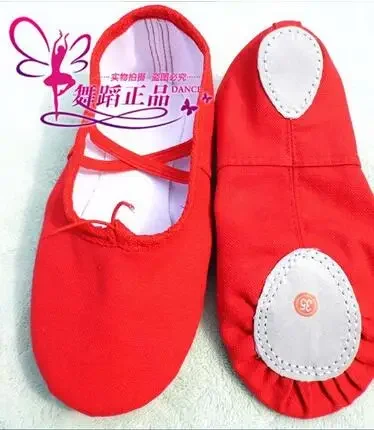 Chaussures de danse de ballet à semelle fendue en toile, pantoufles de ballet, vente en gros