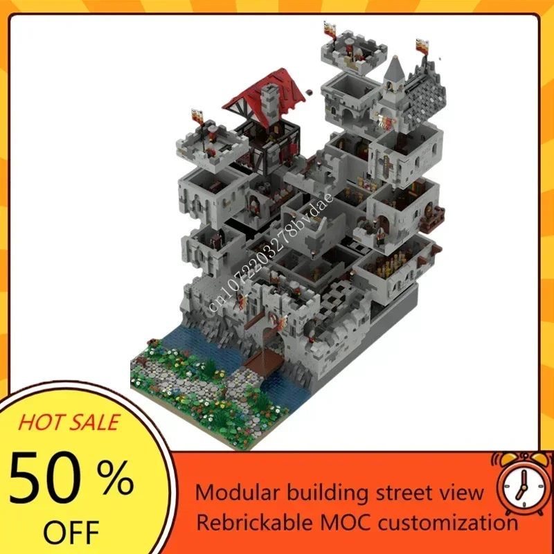 12323PCS The Highstone Fortress Medieval Castle Black Falcons Model Custom Puzzle  Children Birthday Toys Christmas Gift