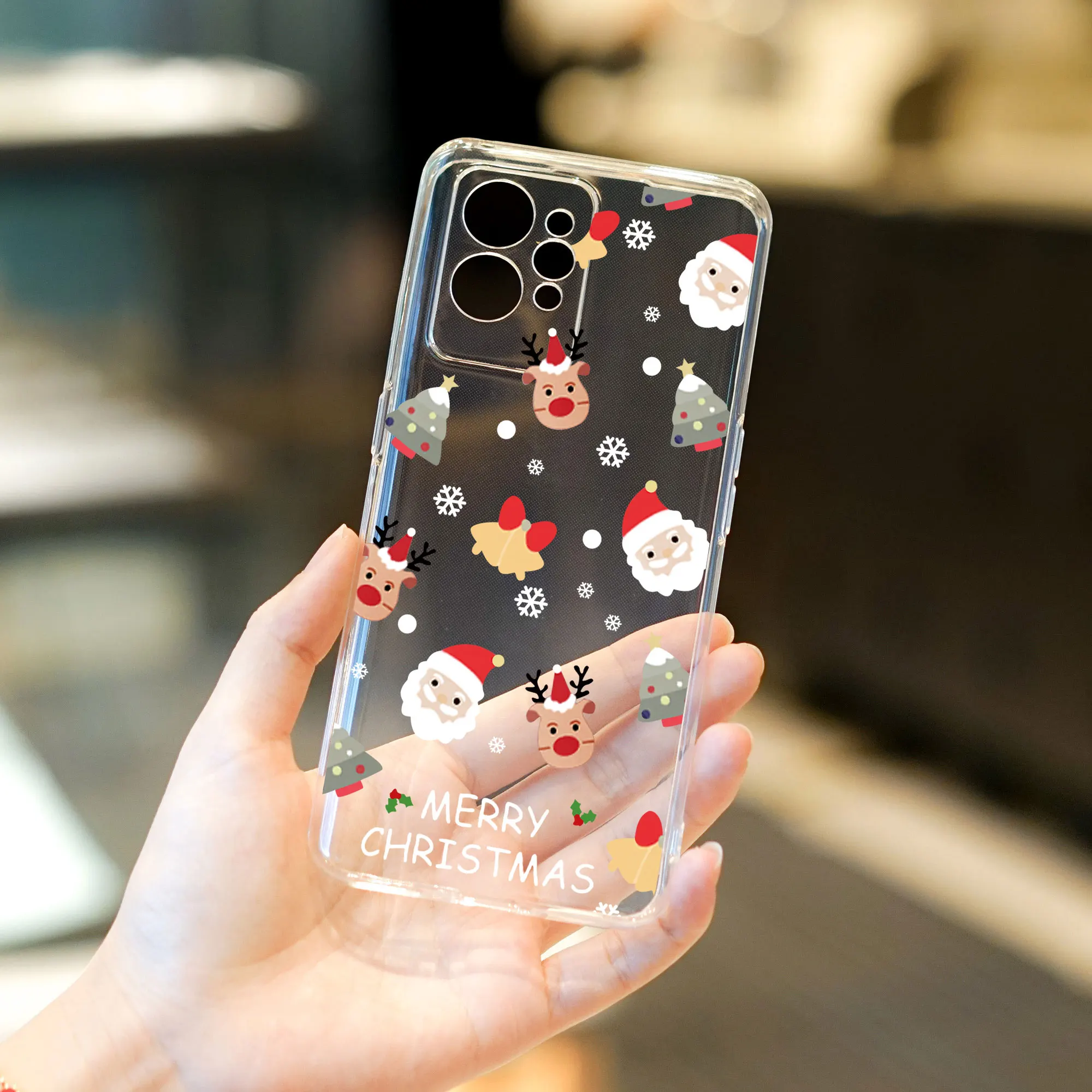 Christmas Santa Reindeer Phone Case For OPPO Realme Gt Neo 3 2 Pro 9 Pro Plus 9i 8i Q3s TPU Clear Cover For Realme C35 C31 Coque