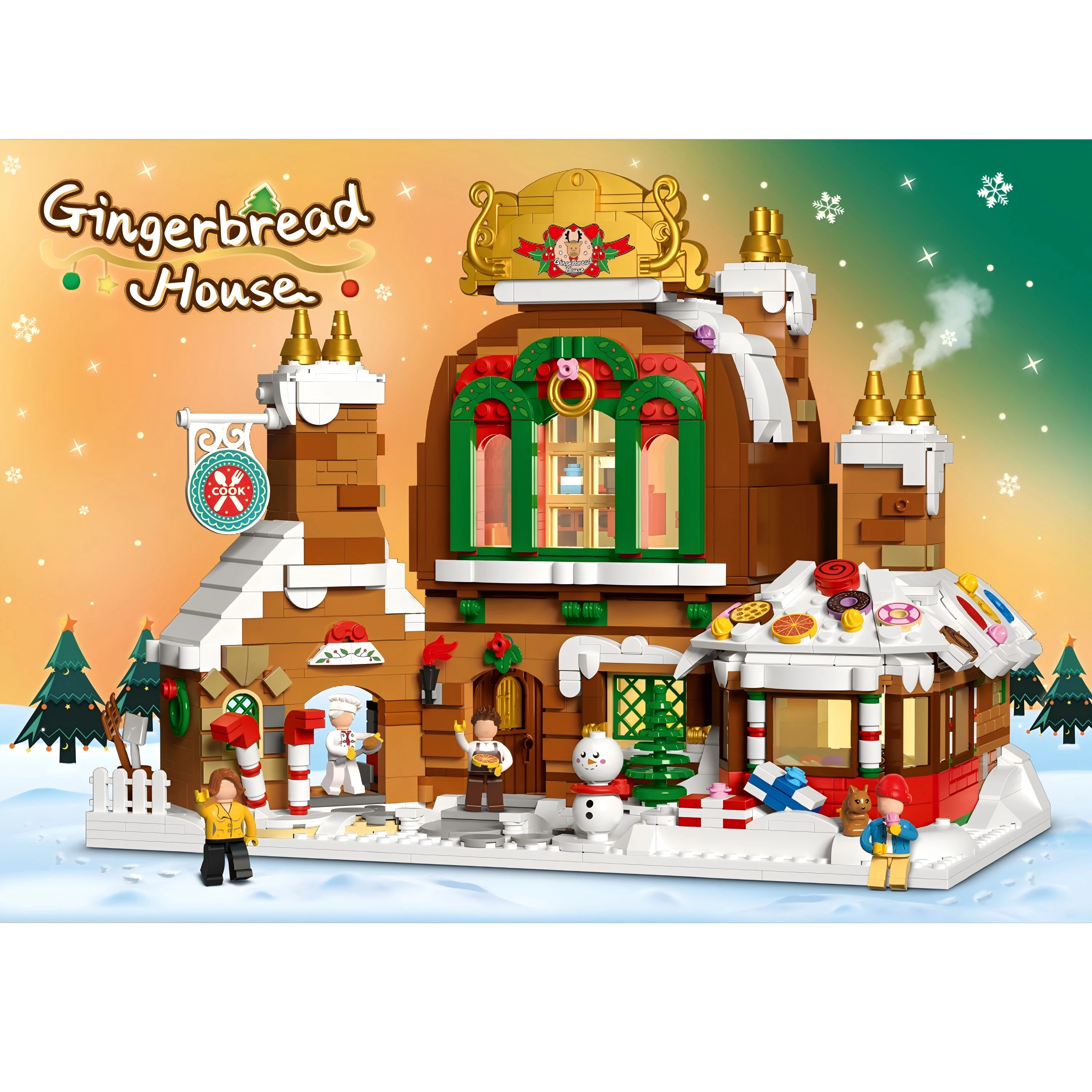 DZ6025 Weihnachten Kinderspielzeug Geschenk, Street View Lebkuchenhaus Modell Montage Bausteine Ornamente, Weihnachtsgeschenk