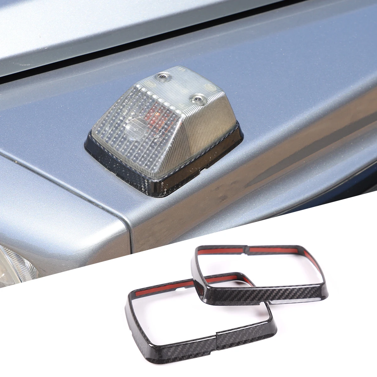 

For Mercedes Benz G-Class 2004-2018 Real Carbon Fiber Car Hood Side Turn Signal Base Frame Cover Sticker Car Accessories
