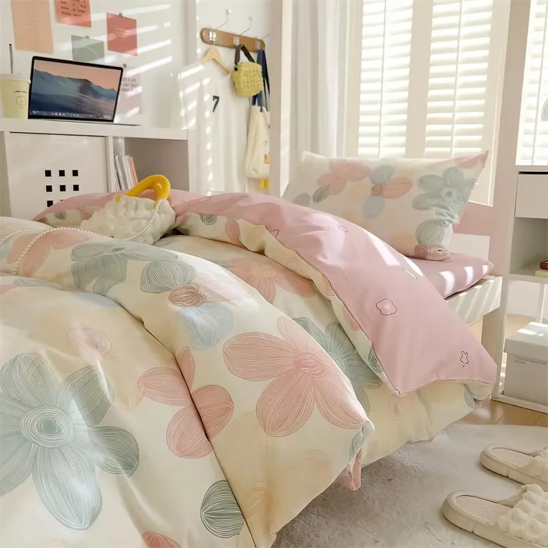 

1pc high-quality cotton quilt cover, sweet princess style, suitable for bedroom and apartment bedding, all-season, single bed, d