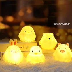 The New Cute Night Light Silicone Heart Animal Duck Rabbit Pig LED Night Lamp for Baby Children Kid Bedroom Decorative Lighting