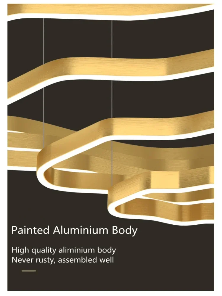 2026 الحديثة الشمعدانات الثريا المنزل إضاءة داخلية ل حلقة دائرية Led غرفة المعيشة القهوة/الذهب مطعم مصابيح متدلية #6