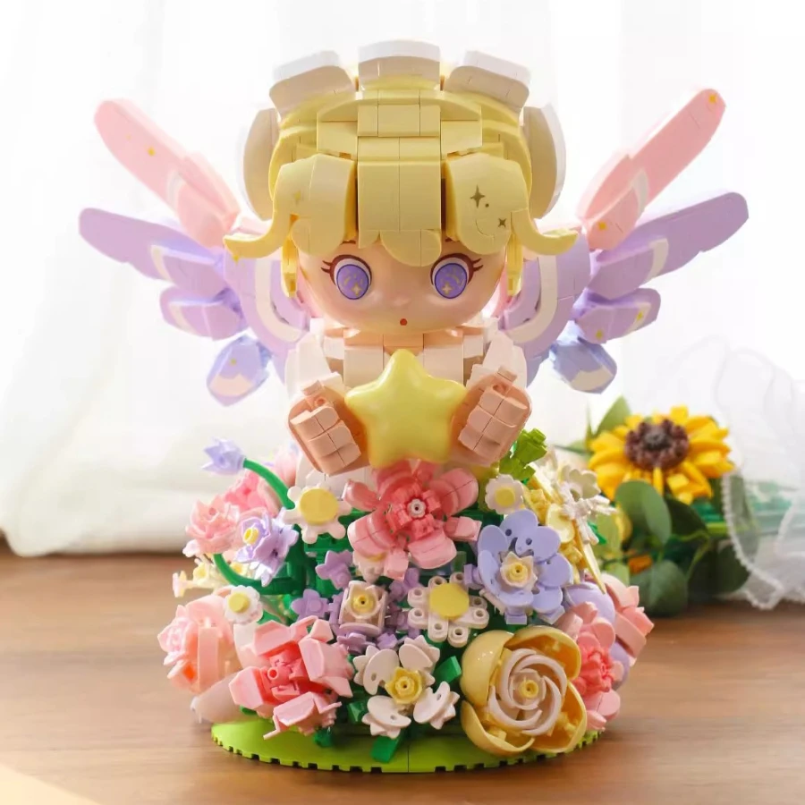 

Flower Angel Building Blocks Flower Dream Star Lamp Puzzle Assembly Valentine's Day Birthday Gift Ornament