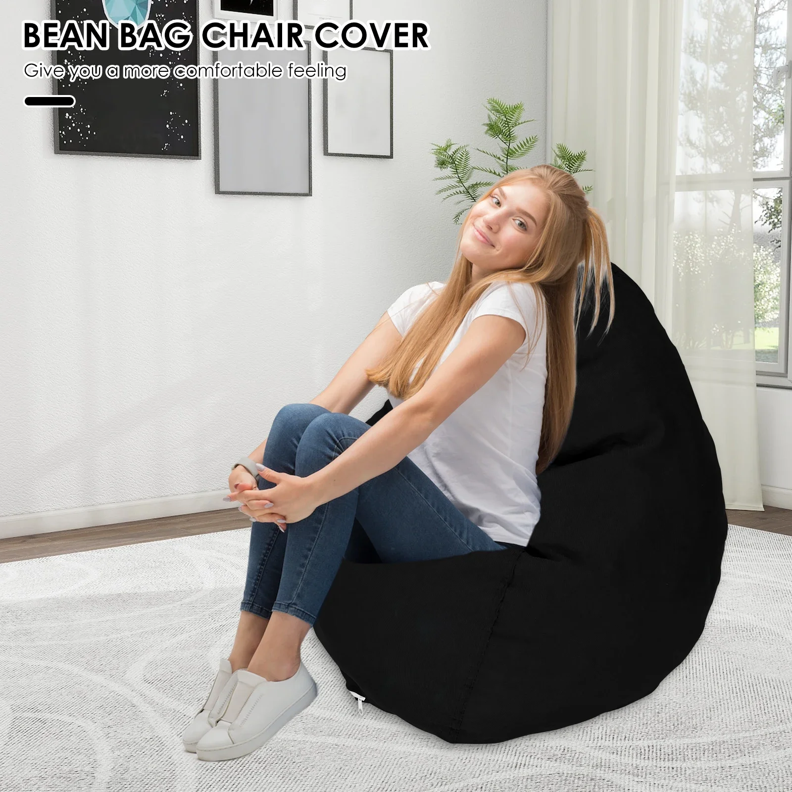 Large Bean Bag Lazy Seat Chair Sofa Cover Couch Soft Fluffy Breathable Adult Child Tatami Living Room Decorative No Padding image 3