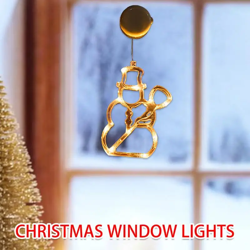 Christmas Decorations Window Lights Window Suction Cup Ornament Christmas Light Seasonal Decor Reusable Battery Operated Light