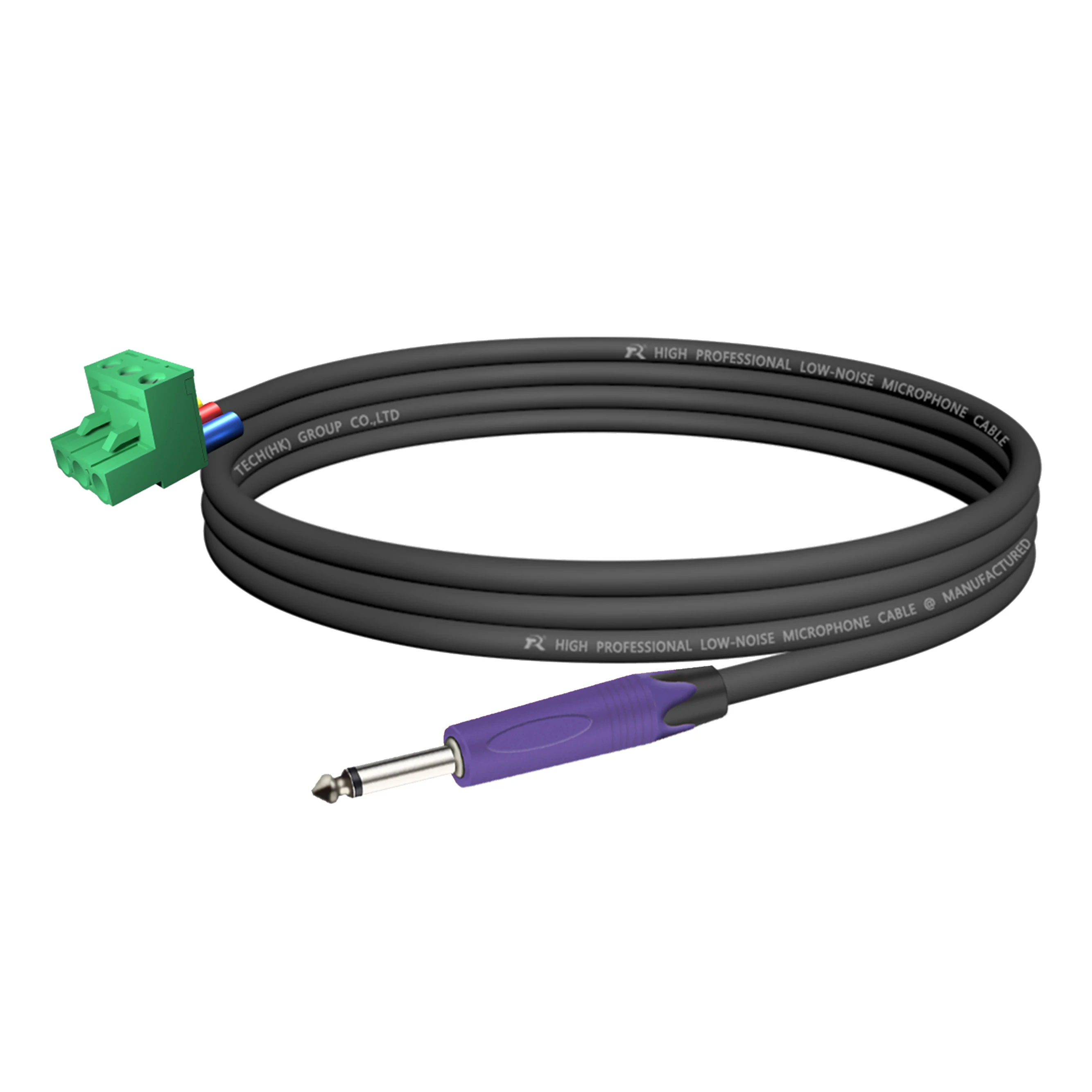 Professionelles 6,35/6,5 mm (1/4 Zoll) TS-Mono-Stecker auf 3-poligen 5,08 mm Phoenix-Stecker-Kabel, symmetrische Audiosignalübertragung – Detail 9