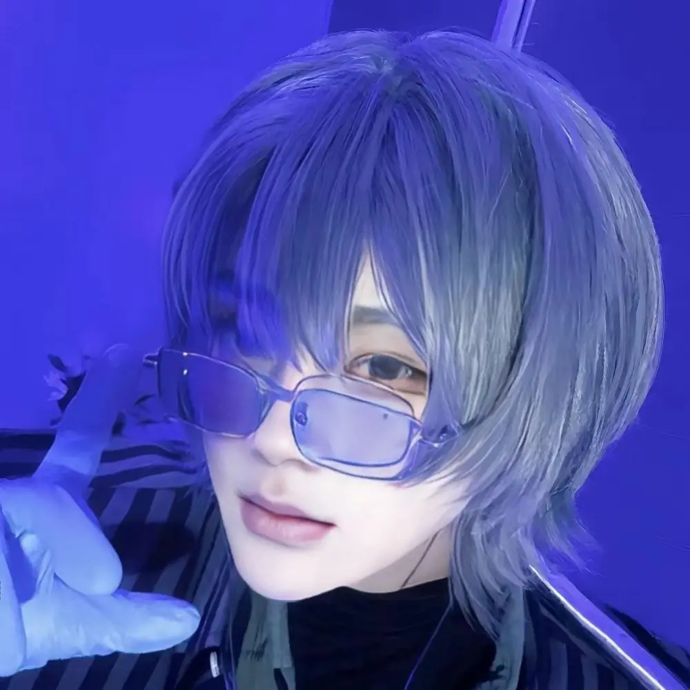 Peluca corta y recta estilo samurái, casco de pelo con cola de lobo para Liu Qingcheng, peluca de Base Universal para Cosplay