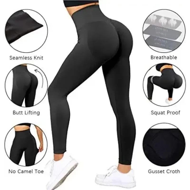 Seamless Knitted Leggings Women High Waist Sports Pants  High Elastic Gym Workout Running Leggings Sexy Hip Liftting Leggings, image 5