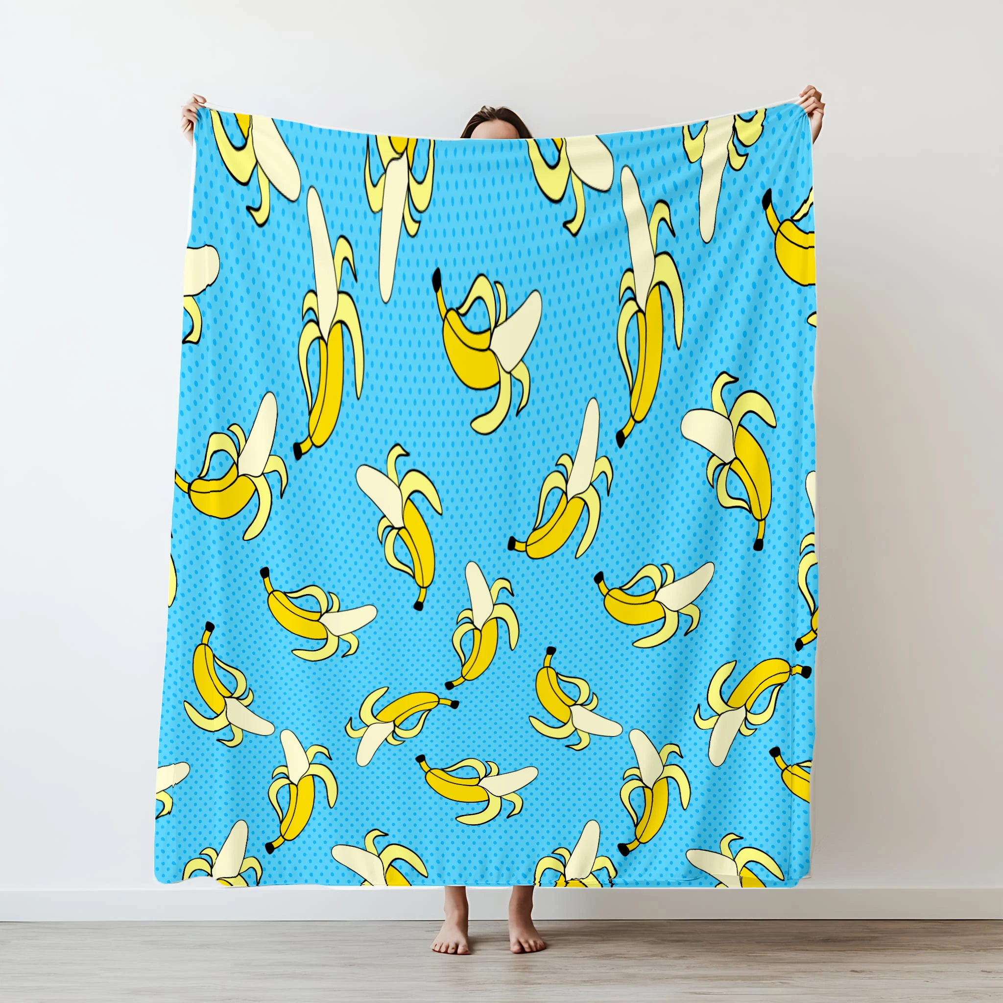 Cartoon cute yellow banana print Blanket For Gift Picnic Travel Bed Throw Blanket Applicable All Season Blankets