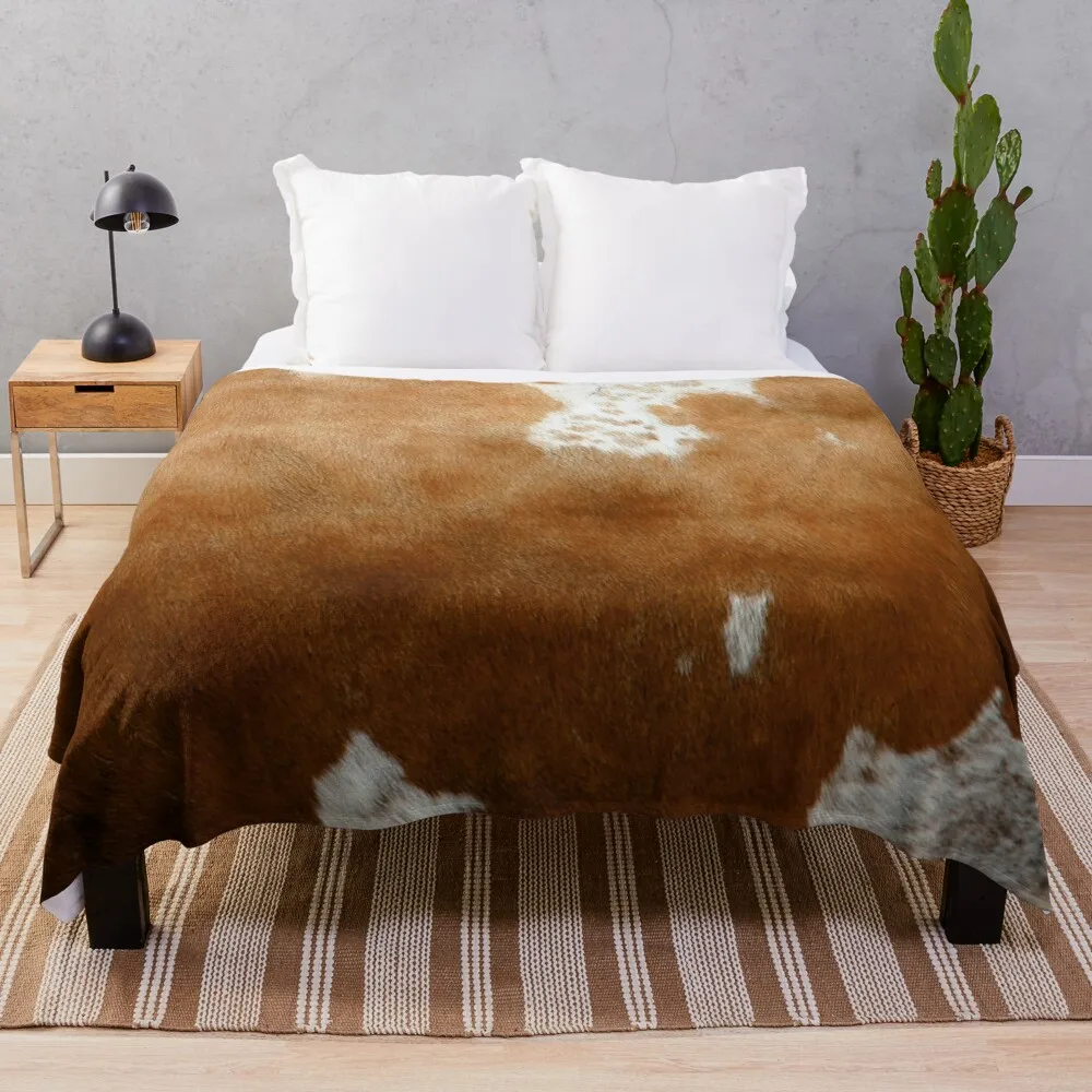 

Cow Hide Brown Dot & White Throw Blanket Decorative Blankets Blankets For Sofas