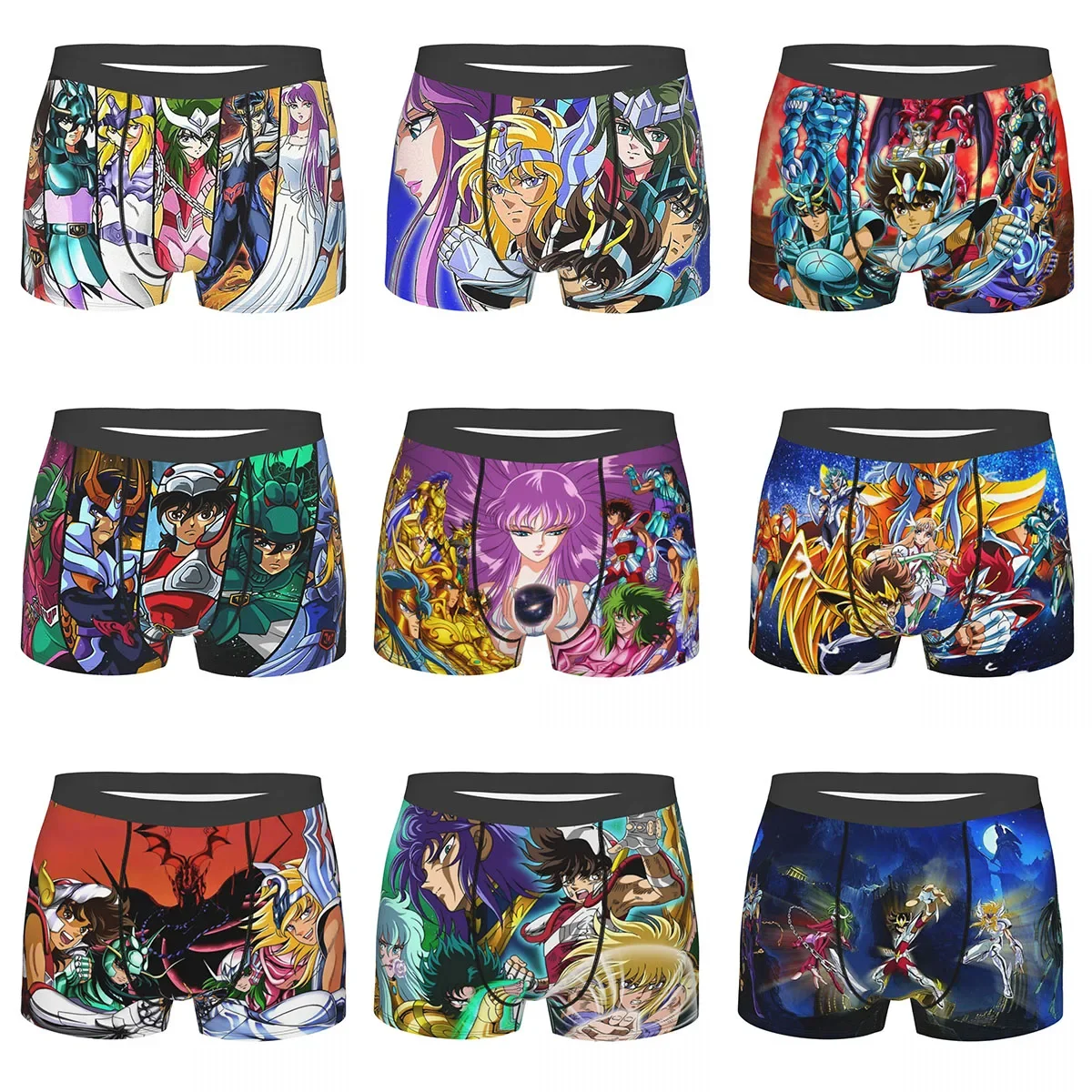 

Knights Of The Zodiac Anime Saint Seiya Characters Vintage Underpants Homme Panties Men's Underwear Shorts Boxer Briefs
