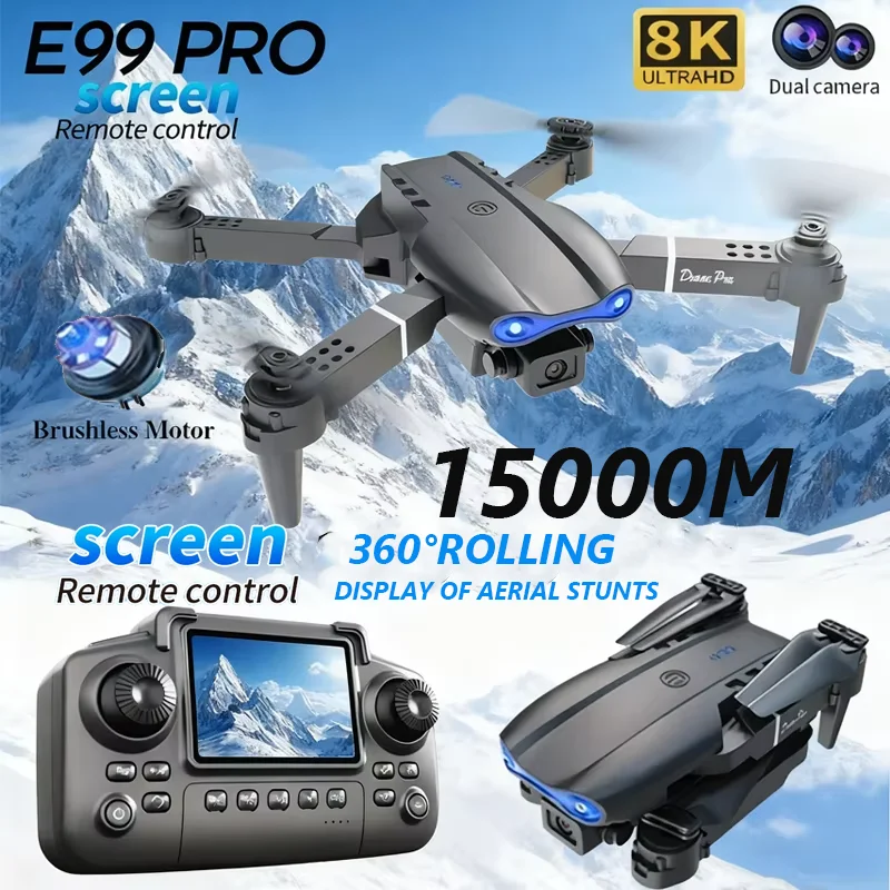 E99 Pro Drone pantalla control remoto Quadcopter remoto cuatro ejes avión 8K HD fotografía UAV fijación de altitud helicóptero juguete