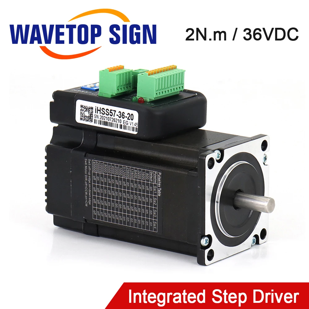 WaveTopSign JMC Motor paso a paso híbrido de lazo cerrado integrado de 2 fases Nema23 2N.m 1500rpm con controlador de servo 36VDC iHSS57-36-20 para CNC