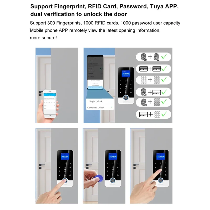 【Home-Tools!】Standalone Tuya App Bluetooth Fingerprint Access Controller Waterproof Touch Keypad Door Entry Opener RFID Keyboard