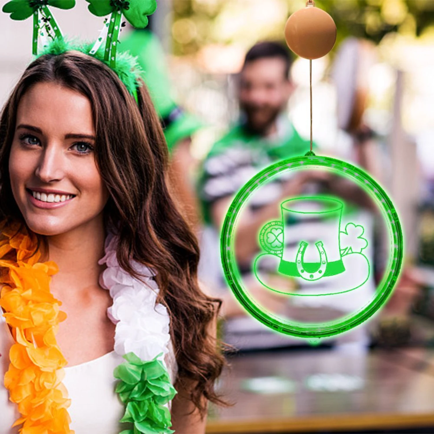 St. Patrick's Day Green Clo-Ver Hat Window Lights - Battery Operated Indoor Decor