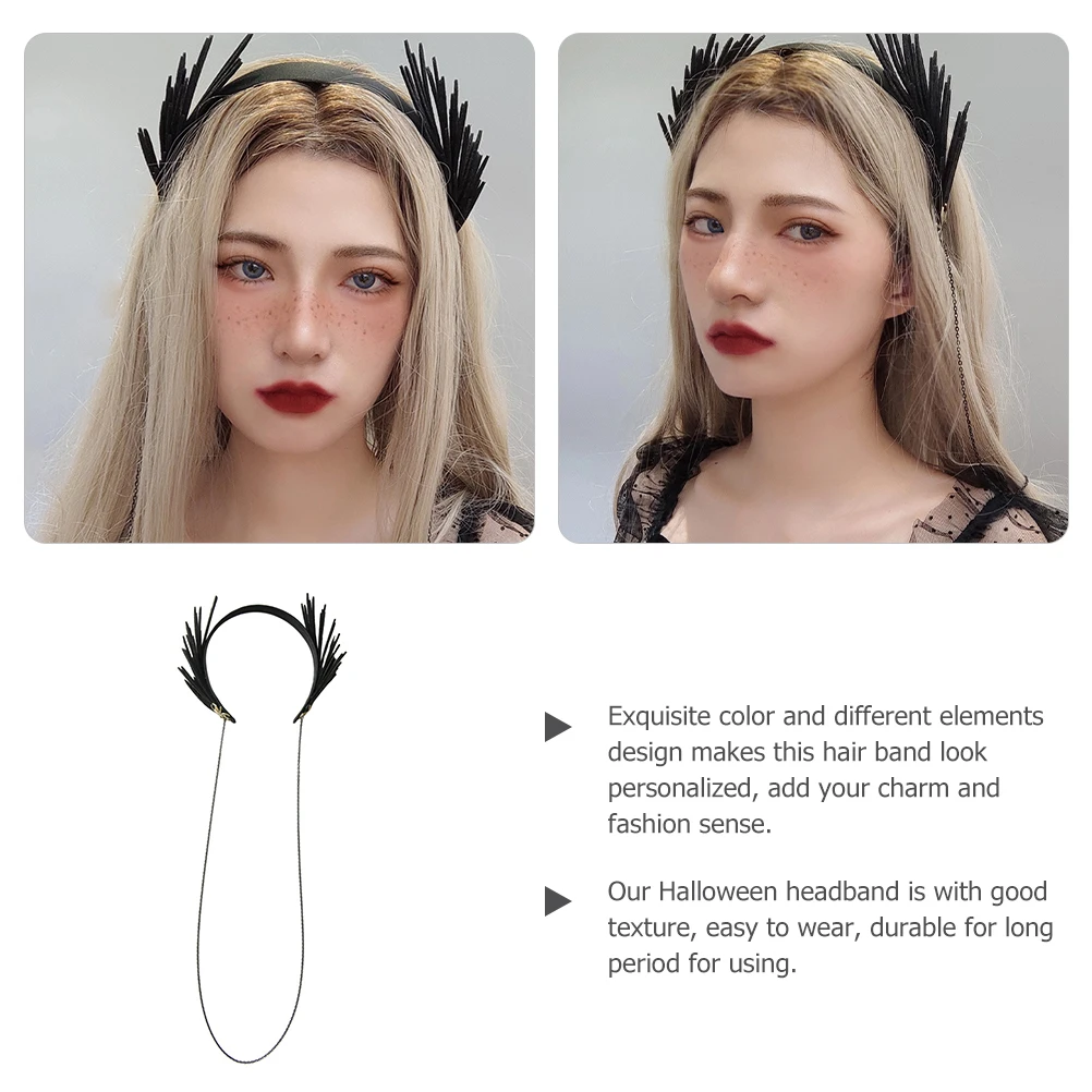 

Spider Headdress Halloween Headbands Hair Accessories Party Adult Gothic Wings Fringe Design Lightweight Festive Decorative