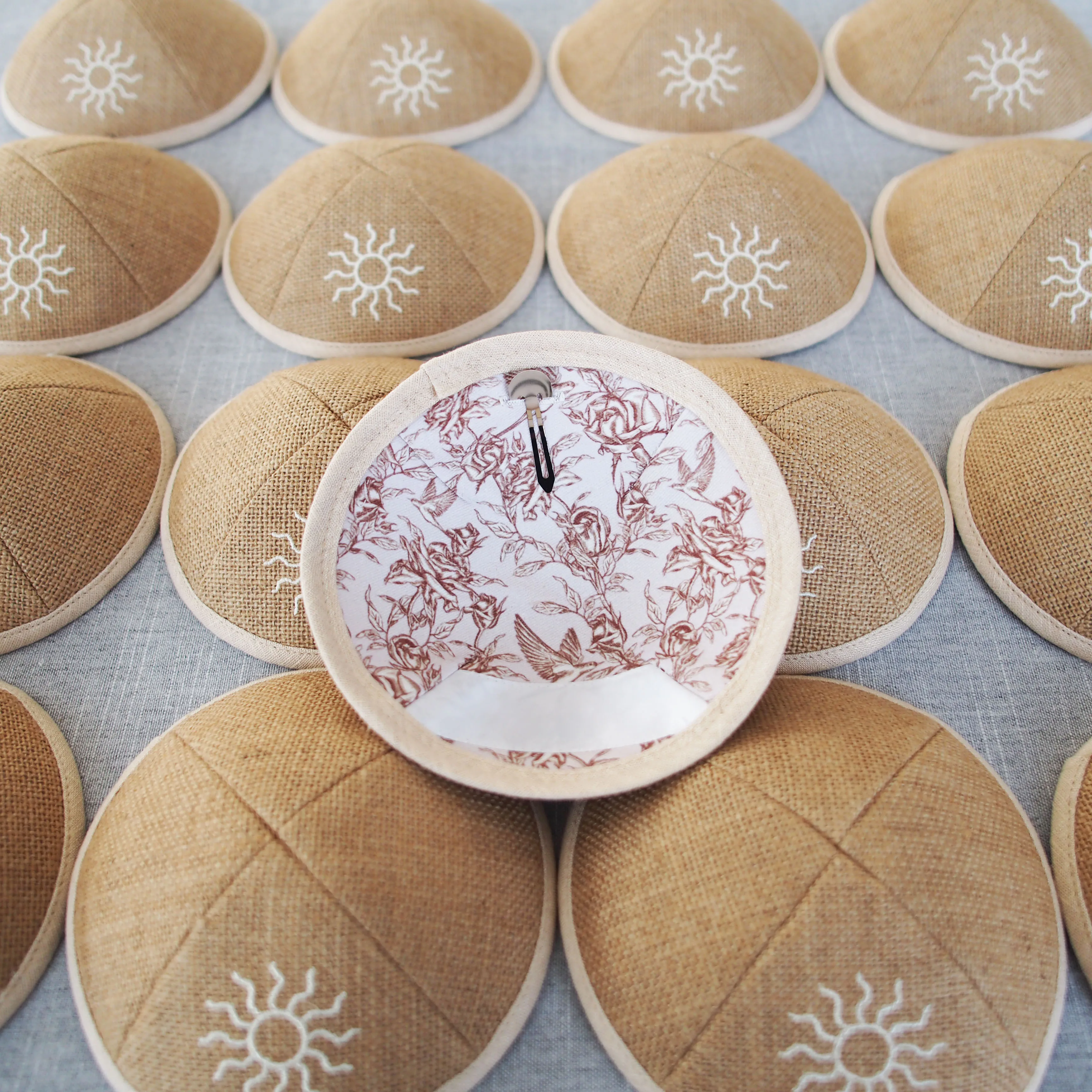 WHITE RAWSILK KIPPAH, KIPPOT, WEDDING KIPOT