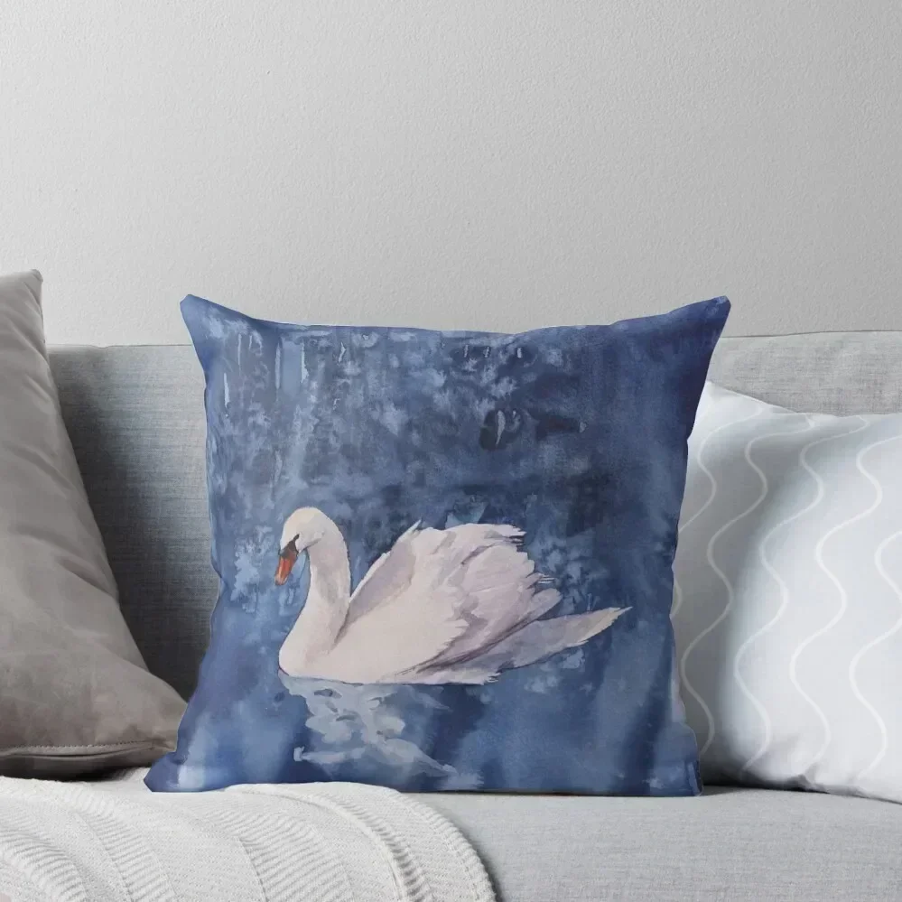 The Silver Swan by Amanda Webster Artist Throw Pillow Cushion Cover Luxury Living Room Decorative Cushions Sofa Covers pillow