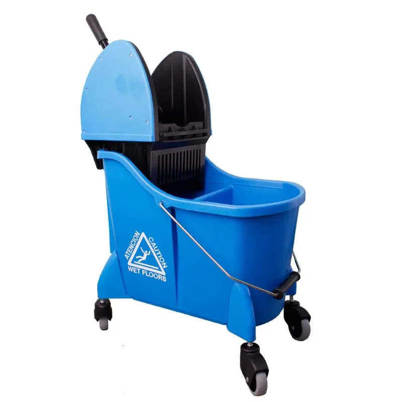 

32-Liter heavy-duty industrial mop barrel with black and blue presses for cleaning and water use