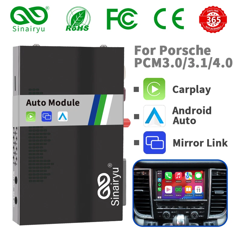 Sinairyu for Porsche 911 991 997 Cayenne Macan Panamera Bosxter Cayman 2006-2018 Wireless Apple Carplay Android Auto Mirror-Link