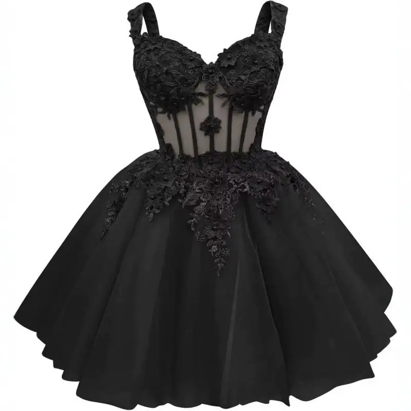 Strap Short Colorful Yarn Cocktail Dress Heavy Industry Lace Stickers Mesh Ball Small Adult Ceremony Evening Dress Customized
