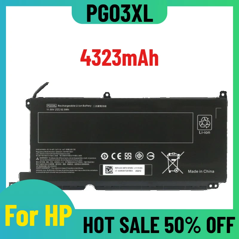 

Аккумулятор для ноутбука HP Pavilion Gaming 5/6MAX TPN-C141 Q229 Q241 PG03XL, 4323 мАч