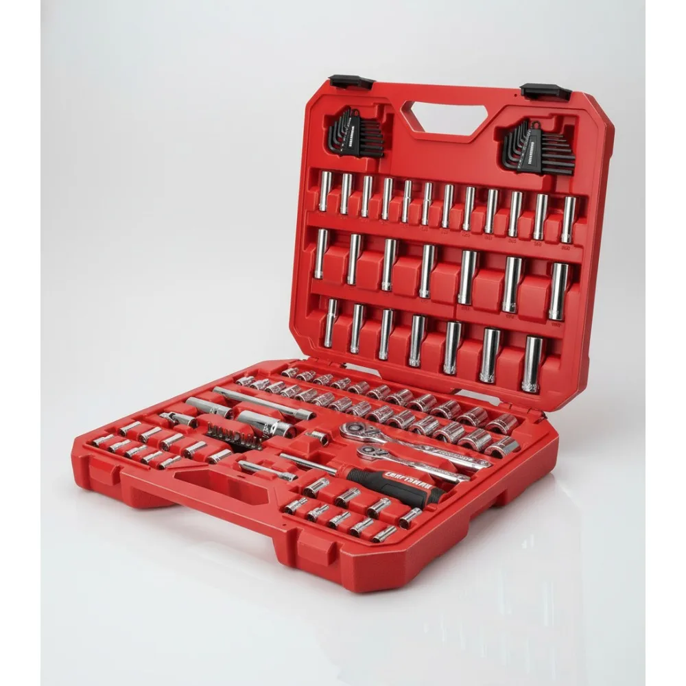 

Набор профессиональных механических инструментов из 105 предметов с SAE/метрическими головками, трещотками и футляром для ремонта автомобилей