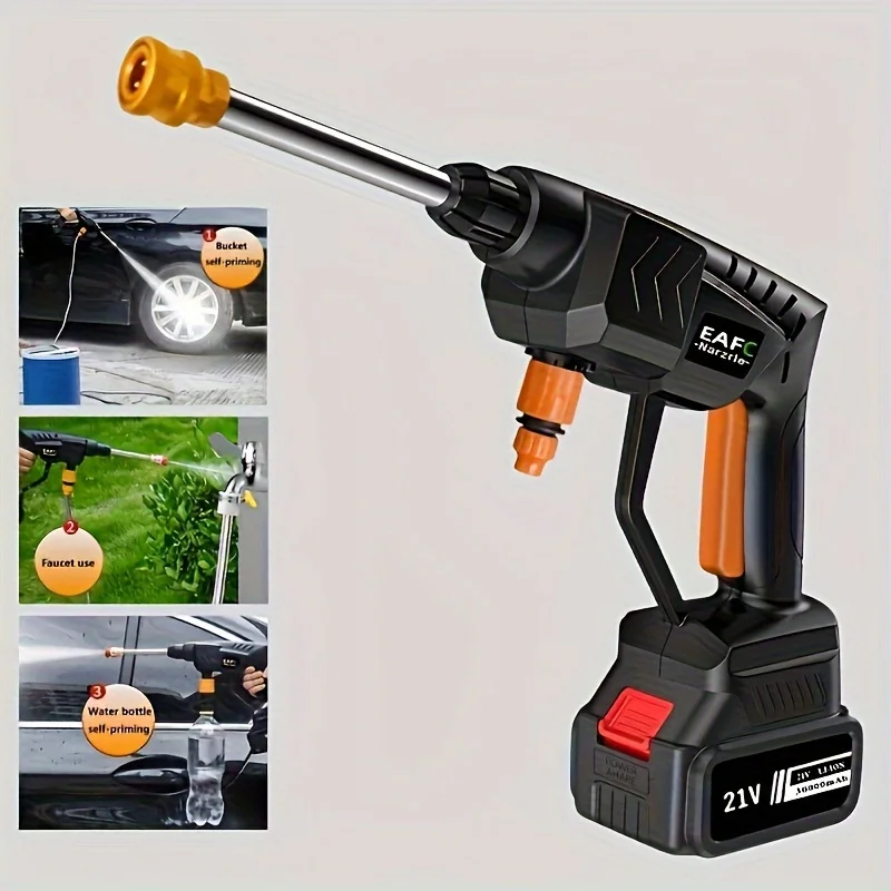 60BAR 21V 50min Washing 300W Handheld High-Pressure Cleaner-Multi-Use Portable Washer for Cars Fences & Floors-Includes amagi