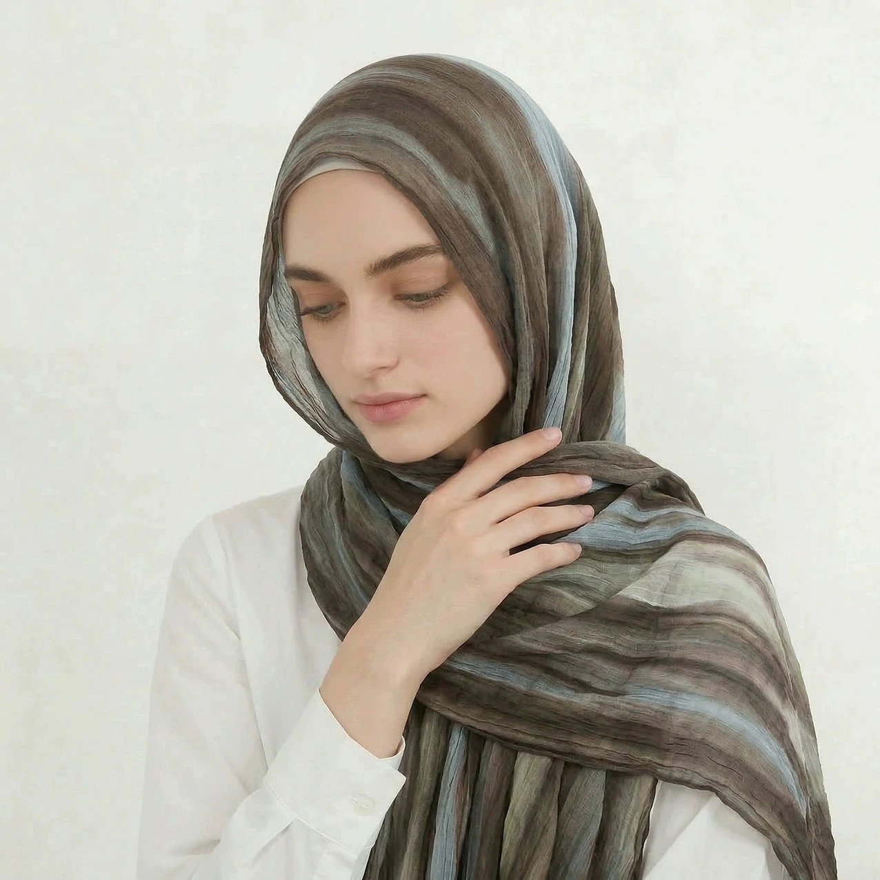 

Spring and Summer New Rainbow Tie-Dye Pleated Long Scarf Women Ethnic Style Travel Hijib Scarf Fashion Shawls for Women