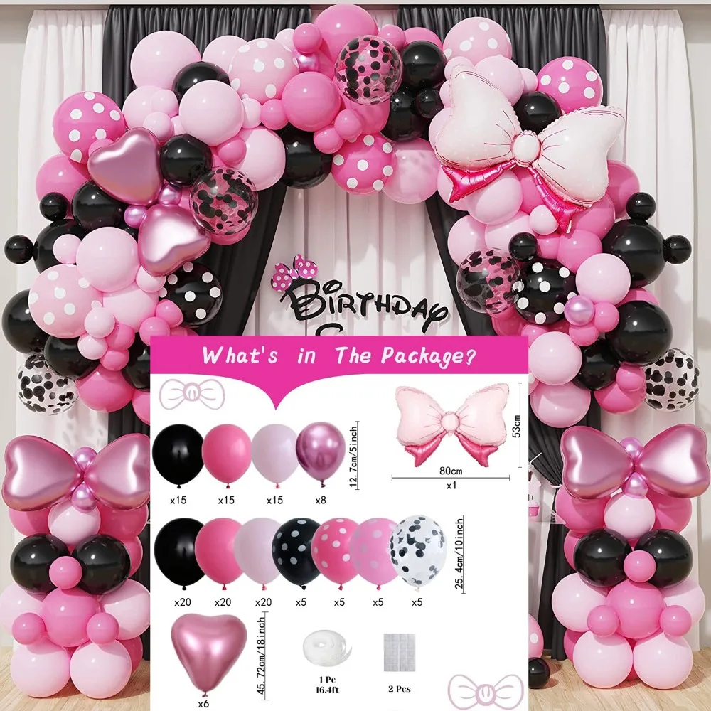 143 Pcs Princess Balloon Sets with Bows Suitable for Birthdays Anniversaries Graduation Ceremonies Indoor Outdoor Decorations