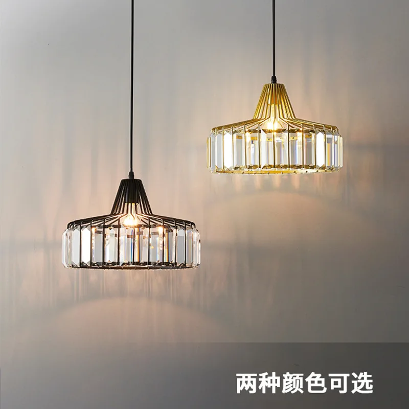 

Nordic LED Crystal Pendant Lamp For Kitchen Island Dining Room Round Modern Iron Chandelier Black Area Glass Lighting Fixtures