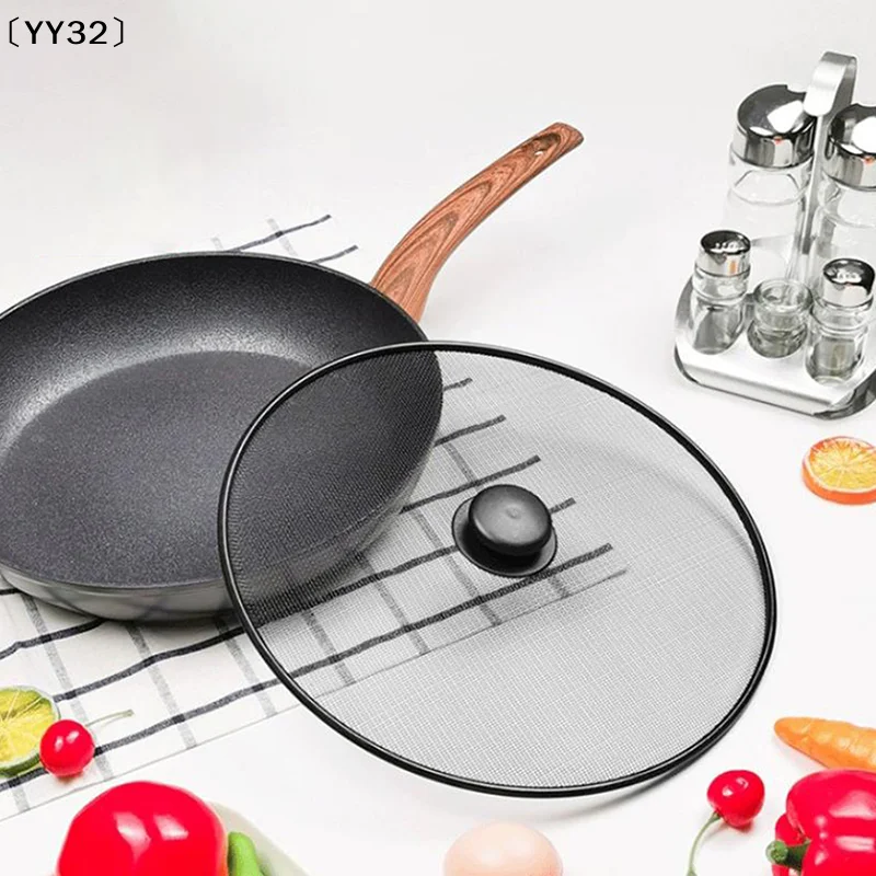 Black Splatter Screen Anti Grease Frying Pan Oil Splash Guard Lid Fine Mesh Splash Guard Cover Lid Kitchen Tools〔YY32〕