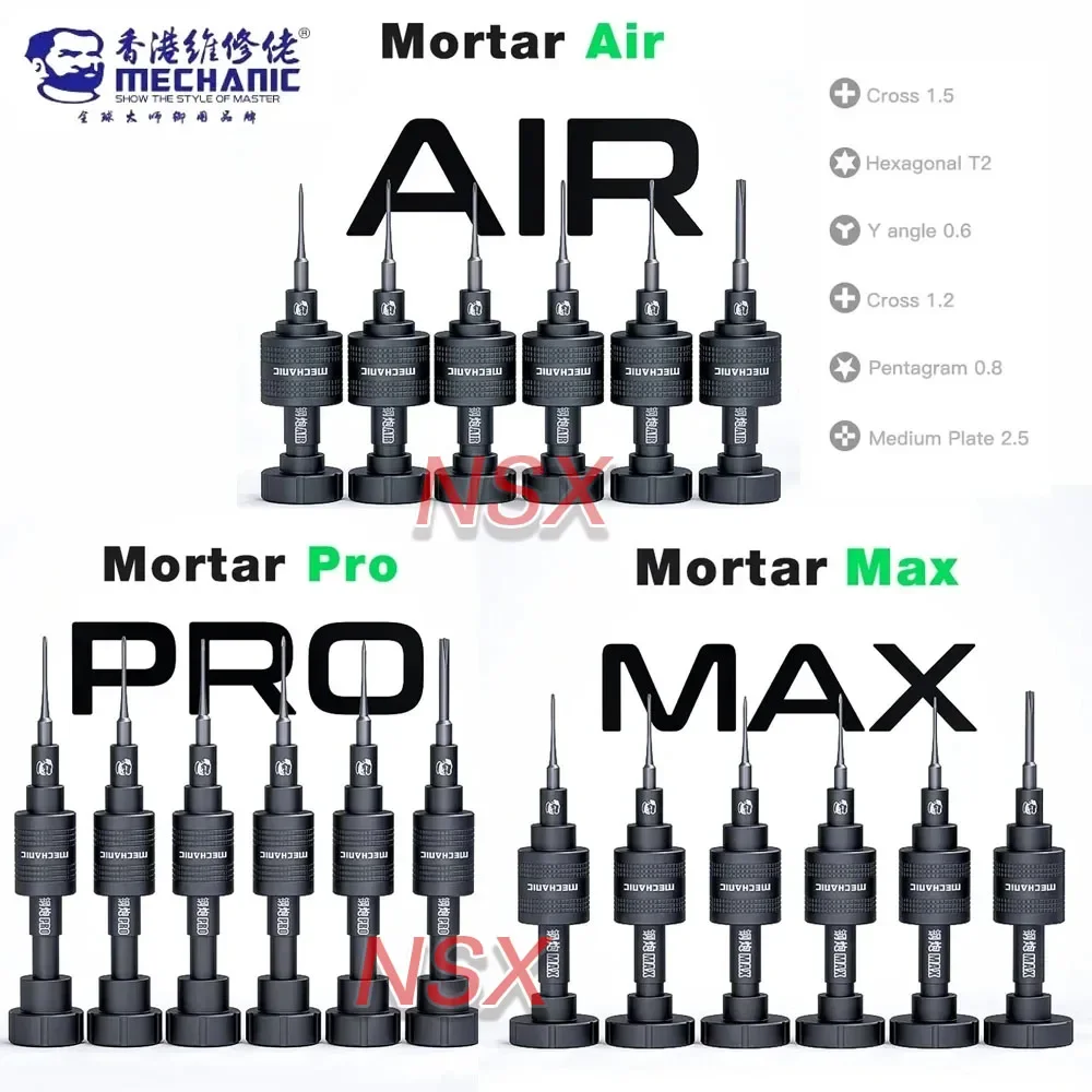 

Mechanic Mortar Air/Pro/Max 6 IN 1 High Toughness Non-slip Magnetic S2 Steel Screwdriver Set for Phone Opening Repair Hand Tool