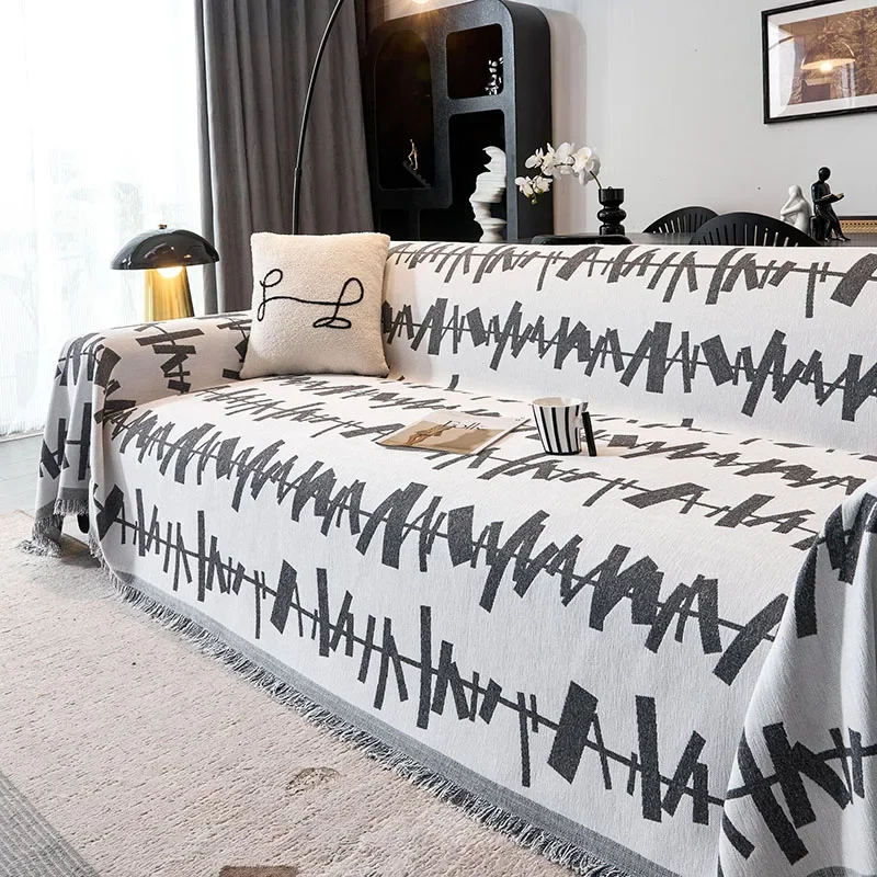 Ins Style Line Printed Sofa Cloth Towel Luxury All-Season Sofa Covers for Living Room Comfortable Anti Dirt Armchair Protector
