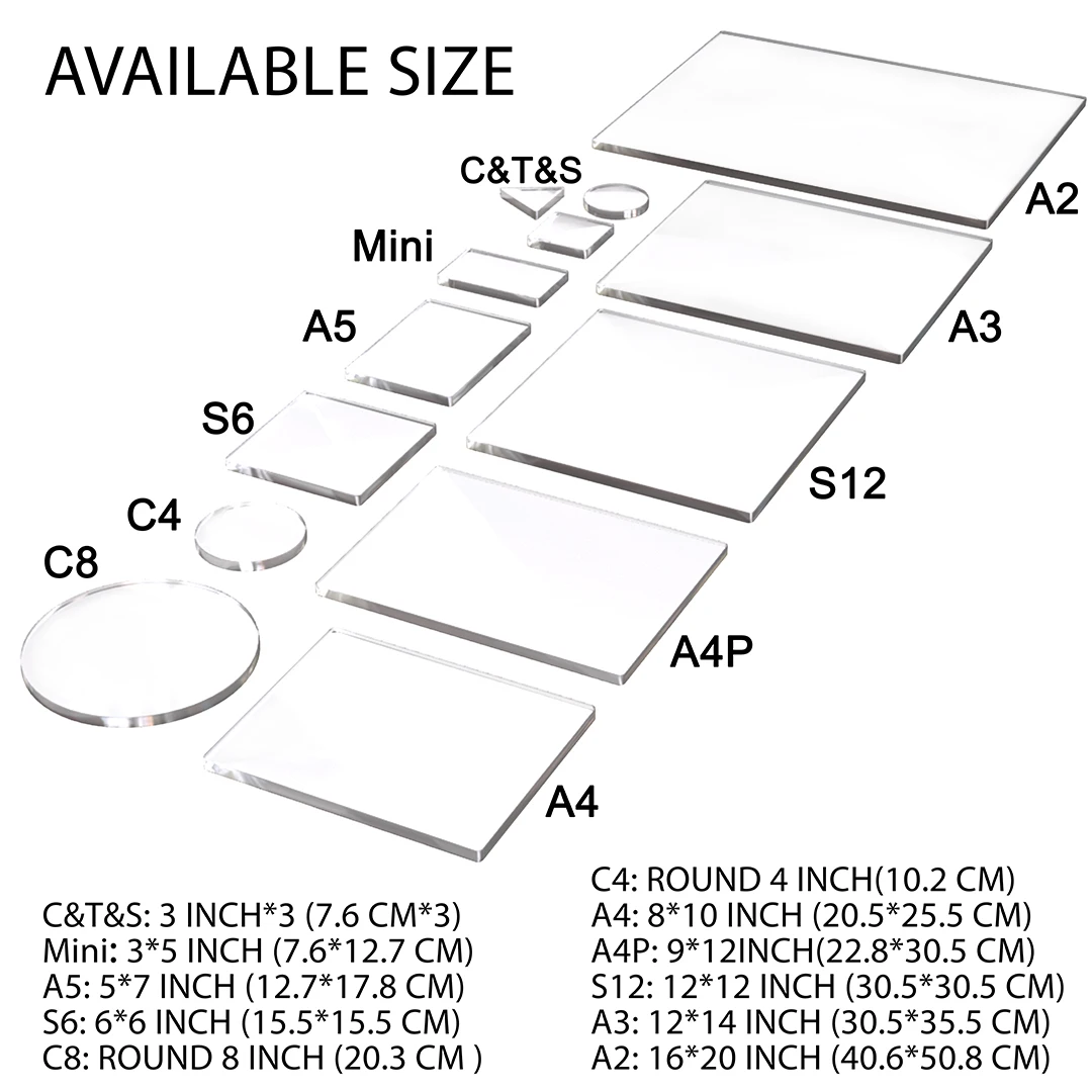 Gelelf Gel Plates - 3” X 5” or 4” Circle or 3 piece 3” Circle Triangle Square - gel plate for Scrapbooking No Discoloration