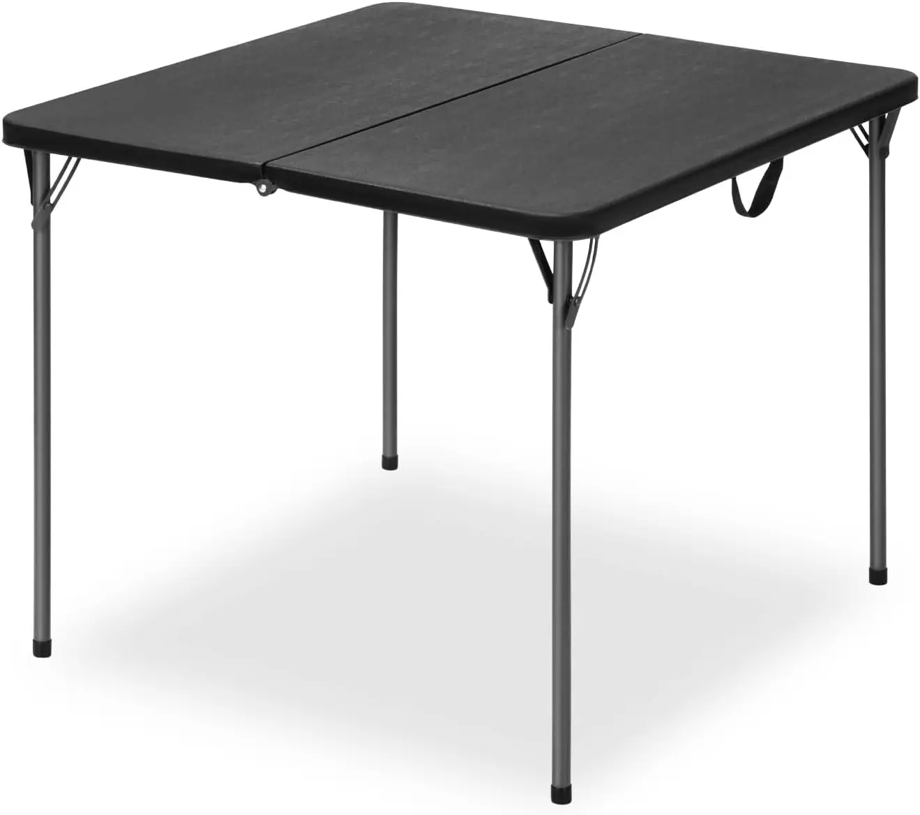 

34' Square Foldable Table for 4, HDPE Top & Steel Legs, 330lbs Capacity, Portable Picnic Table, Black