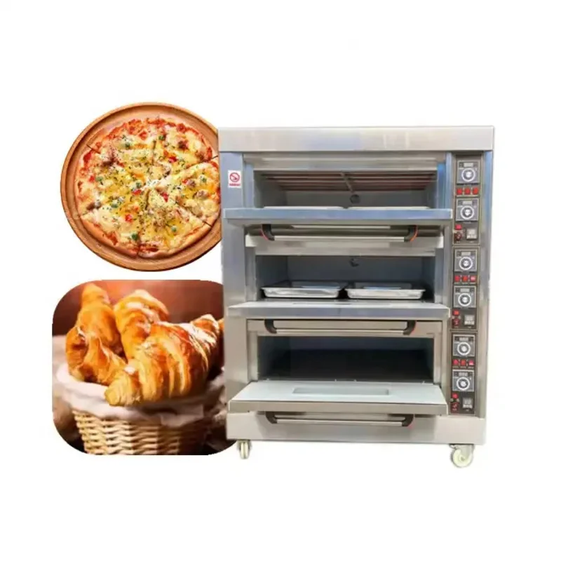 Commercial Baking Equipment 3 6 Tray Electric Bakery Bread Deck Oven For Cake Pizza