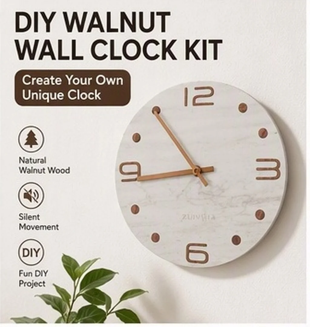 Black Walnut Wooden Arabic Numbers Kit for DIY Frameless Wall Clock Silent Quartz Movement Home Office Decor Vintage Wooden